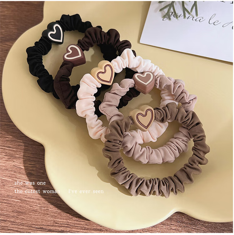 Jingxiaodi 5 Heart-Shaped Hair Ties for Women, Bun Maker, High Elasticity Rubber Bands, Hair Ties, Non-Damaging Hair Bands, Hair Accessories 7