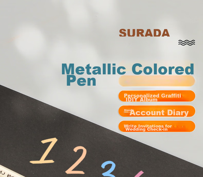 Surada Watercolor Markers, Metal Pens, Metallic Color Pens for Greeting Cards And Black Card Paper, Highlighters, Drawing Pens, Enamel Stamp Ink, Guka Journal Markers, Photo Album Pens, 6-Color Set DIY166, Sketching, Marker Painting 1