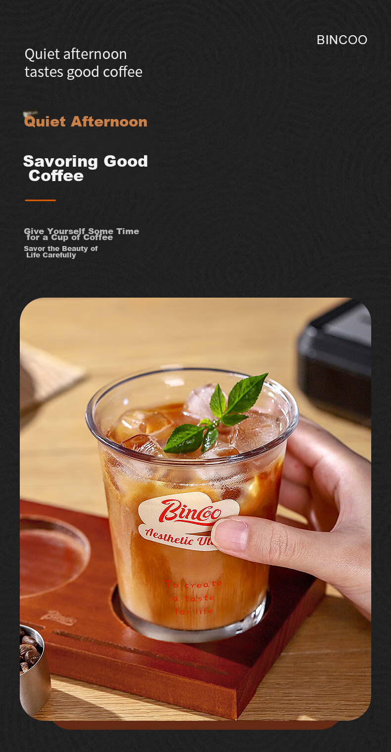 Bincoo Glass Coffee Cup, Iced Americano Cup, Dirty Ice Latte Cup, Cold Drink Summer Ins Transparent Cup, Can Be Placed in Dishwasher 10