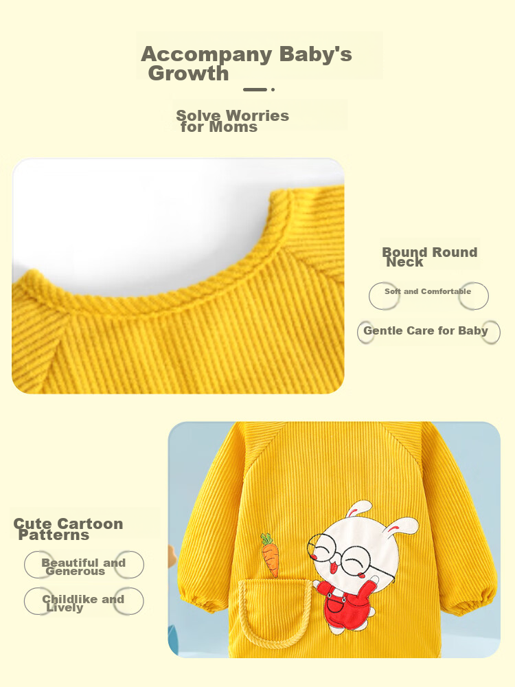 9I9 Baby Eating Smock, Outdoor Wear, Waterproof Long-Sleeve, Children's Kindergarten Painting Clothes, Rabbit A128 10