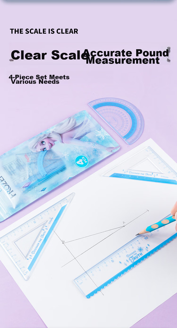 Disney Student Ruler Set with Straight Ruler, Triangle Ruler And Protractor Combination Pack Children's Exam Drawing Stationery Ruler Set Spider-Ma 6