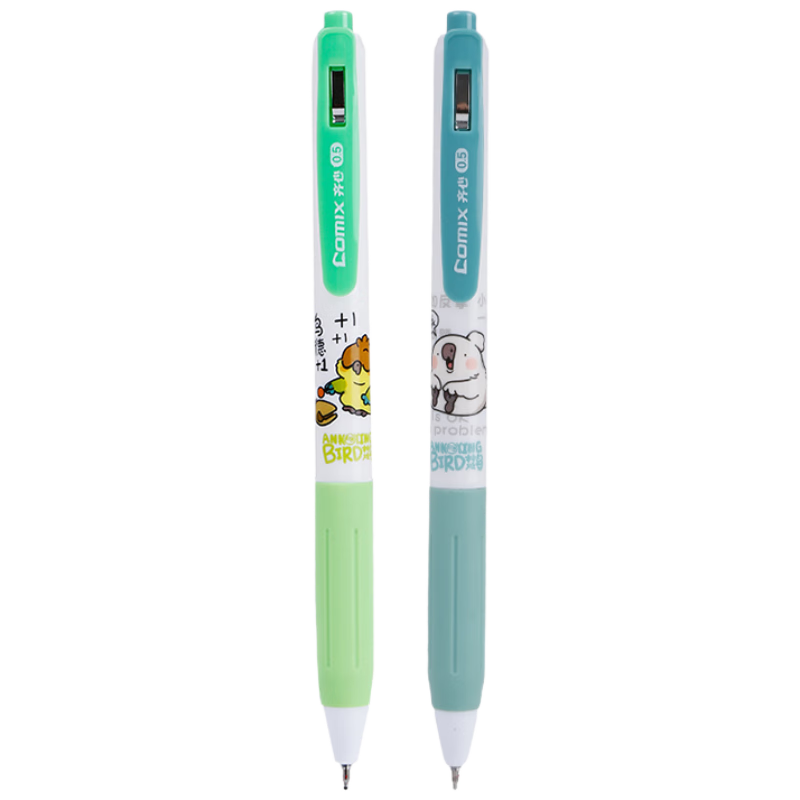 Comix Smooth Quick-Dry Retractable Gel Pen 0.5mm Black Ink 2-Pack YFGP0097-2