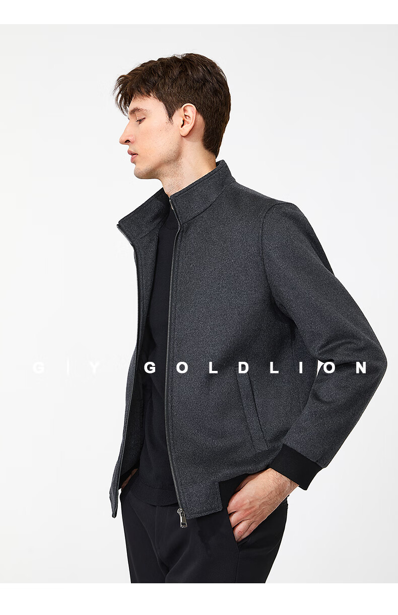 Goldlion [Warm Merino Wool] Stand-Collar Jacket, 2026 Autumn Men's High-End Lightweight Coat, Black, Size M 5