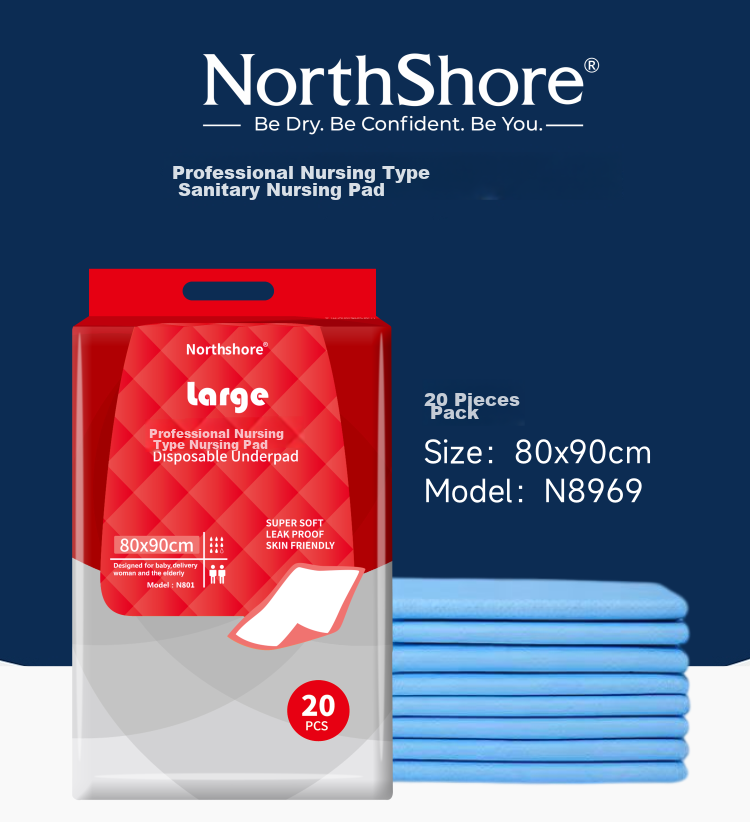 NORTHSHORE Adult Care Pads, Disposable Incontinence Pads for Elderly, Baby And Postpartum Use, Extra Large Size, 40 Pieces, 80x120cm 1
