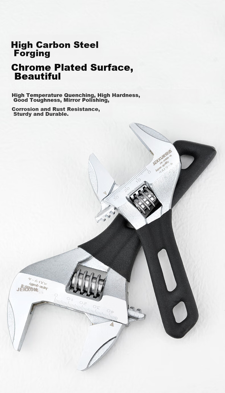 JERXUN Adjustable Wrench, Multi-Functional Spanner, Universal Adjustable Wrench, Wide-Mouth Flat Wrench, Quick Pipe Pliers 6