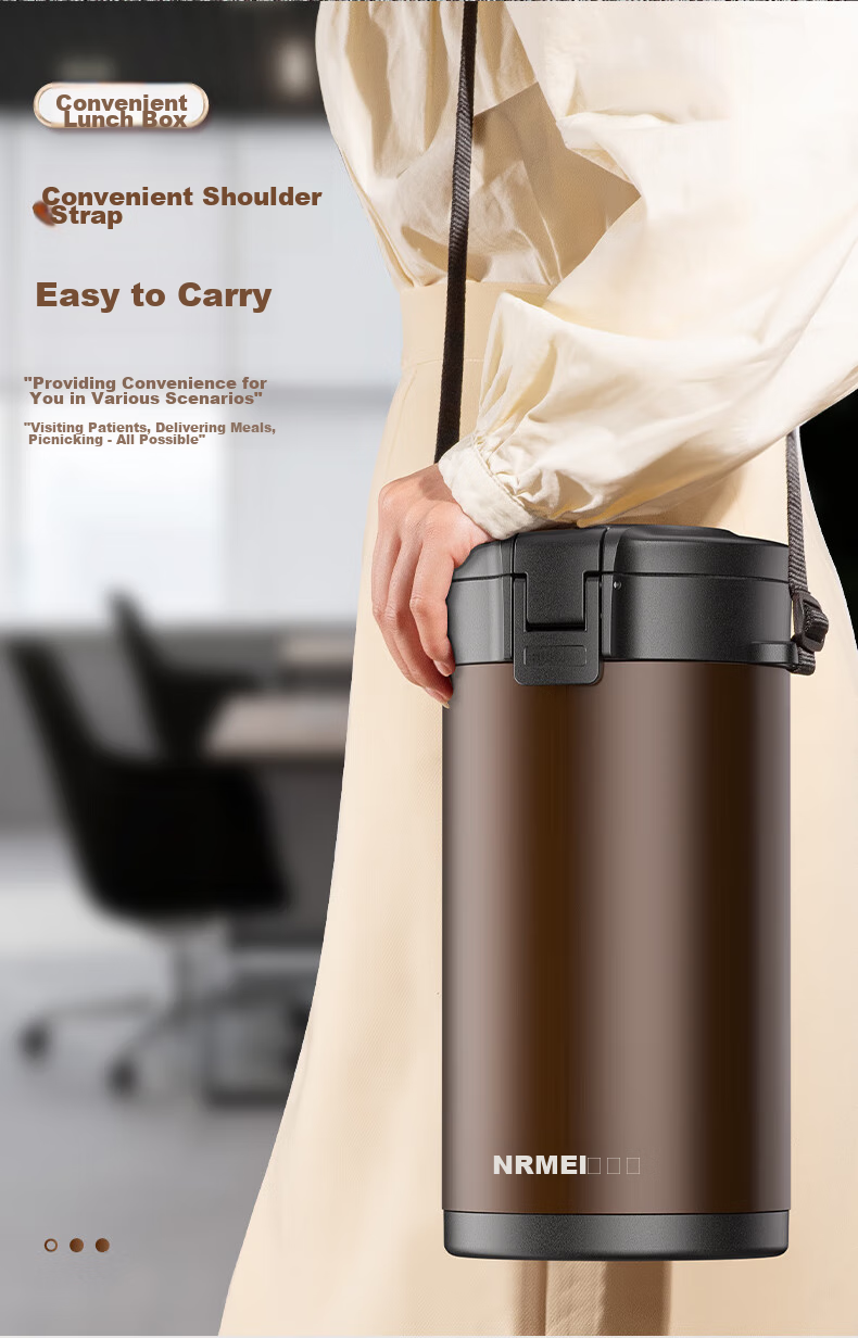 NRMEi Insulated Lunch Box 24-Hour Thermal Container Microwaveable Large Capacity Stainless Steel Bento Box 15