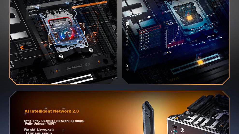 ASUS TUF GAMING X870-PLUS WIFI Motherboard, Supports CPU 9850X3D/9950X3D/9800X3D (AMD X870/socket AM5) 5