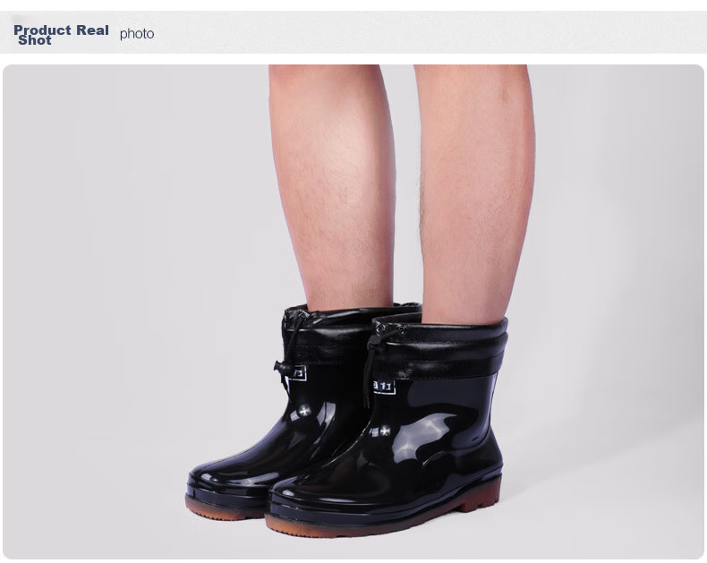 Huili Men's Winter Mid-Calf Waterproof Rubber Shoes with Fleece Lining, Detachable Warm Rain Boots, Overshoes 6557 Black Size 39 9
