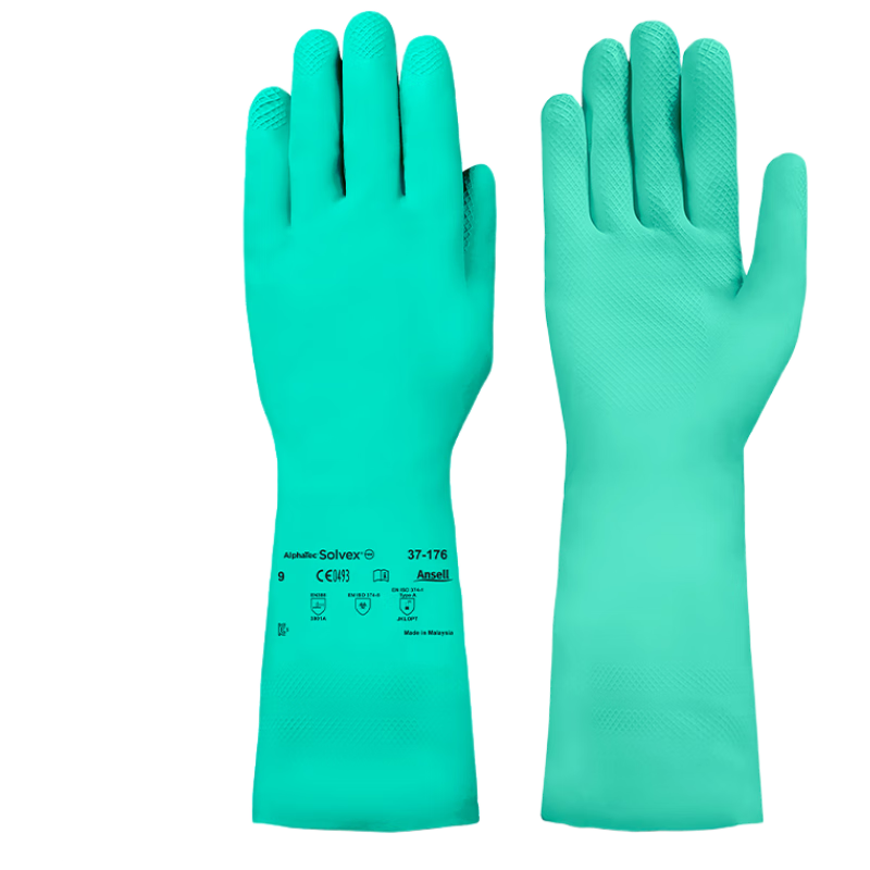 Ansell Acid And Alkali Resistant Solvent-Resistant Gloves, Oil-Resistant Industrial Protective Equipment, Nitrile Rubber Gloves 37-176 (1 Pair) 10/XL