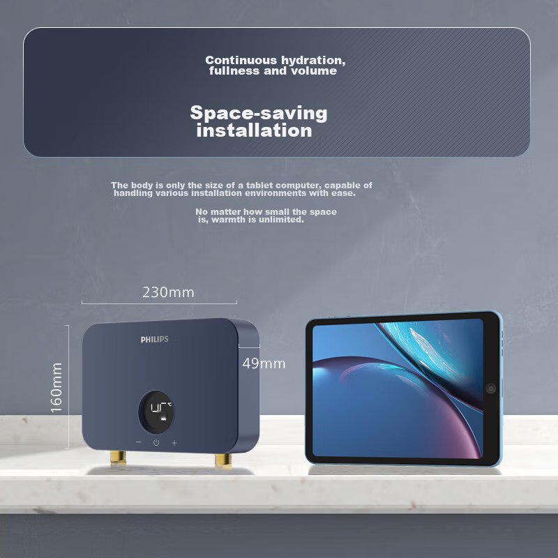 PHILIPS Instant Mini Kitchen Treasure Electric Water Heater MINI Blue, 5500W Stepless Frequency Conversion, Instant Heating, Smart Constant Temperature, Household Kitchen Hot Water Treasure, Subsidy 15%, AWH1053