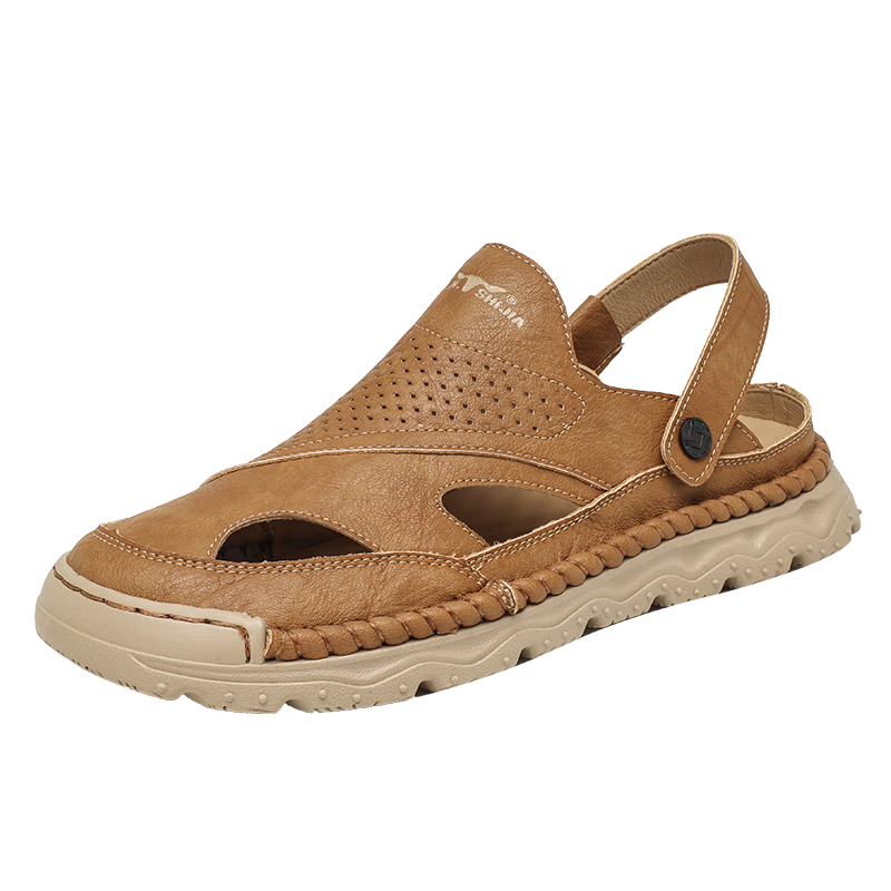Bull Family Men's Summer Hollow Out Sandals Open Toe Beach Casual Slippers