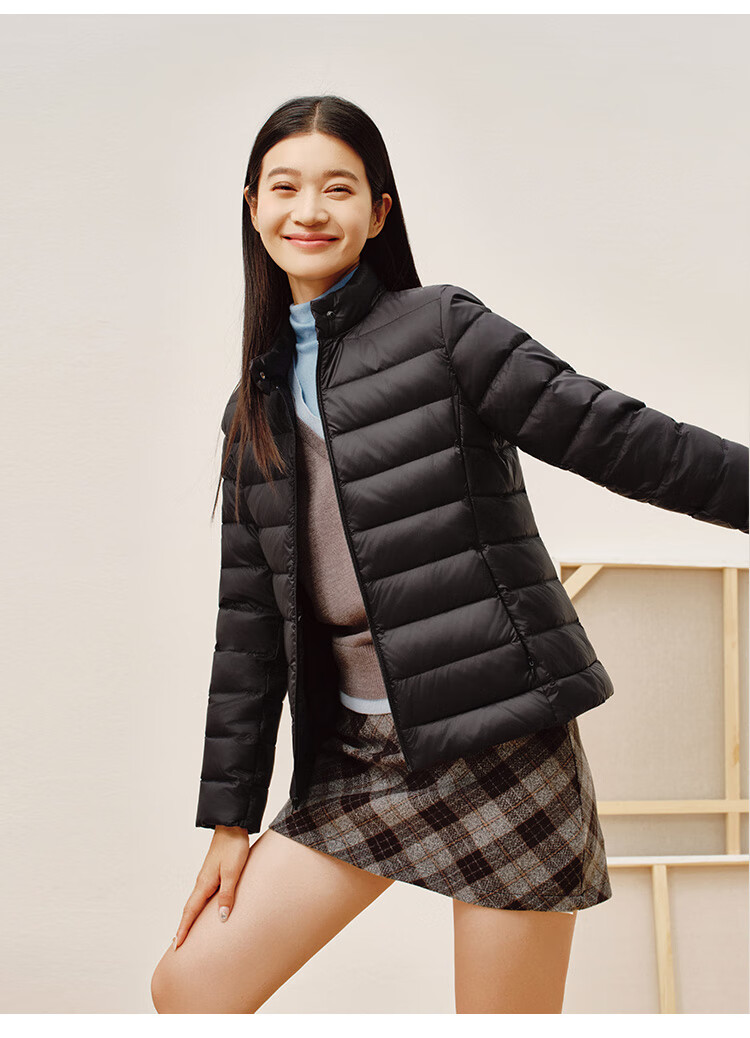 JD Jingzao Women's Lightweight Down Jacket Fashion Versatile Winter 2025 Thick Warm Coat Soft Mist Gray XL 25