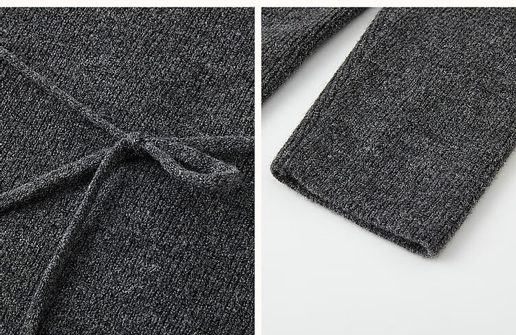 Dme French Ladylike V-Neck Adjustable Elastic Waist Knit Sweater Women's Top, Dark Gray, S 7