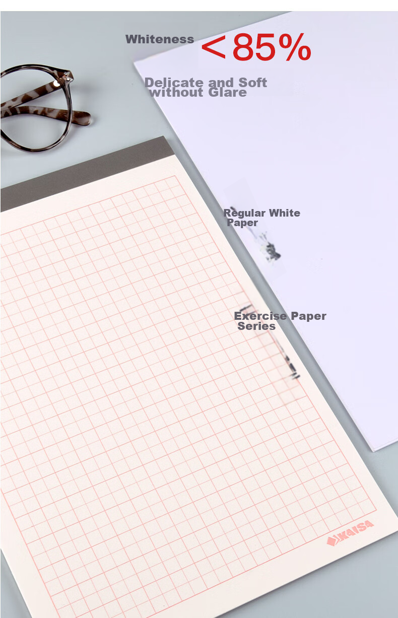 KAISA 16K/30 Sheets Grid Paper, 3-Pack, Hard Pen Calligraphy Practice Book, Copybook Paper, Thickened Fountain Pen Writing Practice Book, High School Student Grid Notebook, Artwork Paper 5