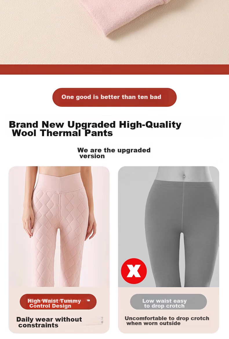 LangSha Autumn/Winter 2026 New Women's High-Waist Wool Thermal Pants with Fleece Lining, Thick Base Layer Trousers, Extra-Thick Lambswool Cotton Pants for Northeast China 18