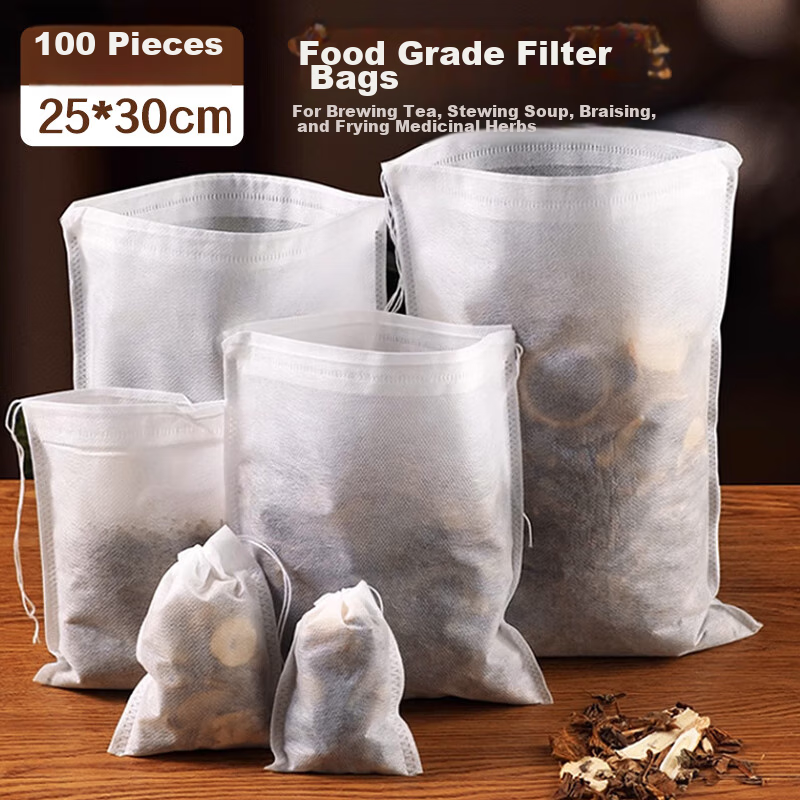 SHUANG YU Large Filter Bags, Non-Woven Fabric Chinese Medicine Bags, 100 Tea Bags, Marinade Spice Bags, Herbal Medicine Decoction Bags, Strainer Bags