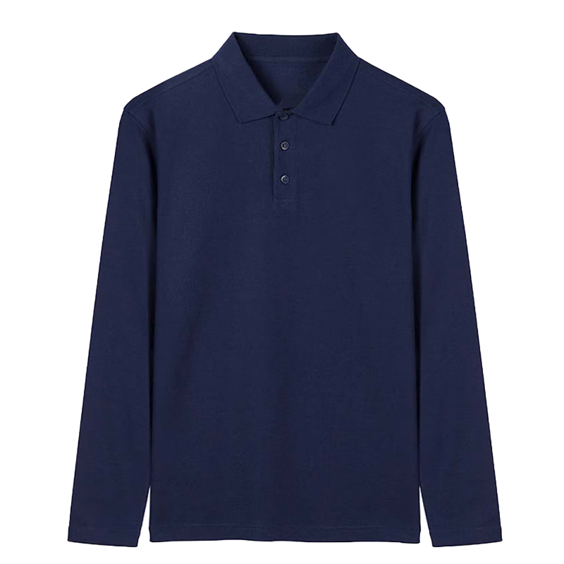 Jeanswest POLO Shirt for Men, 2026 Autumn Long-Sleeve Trendy Brand, Quick-Dry Antibacterial Casual Collared Top, Navy Blue, 2XL