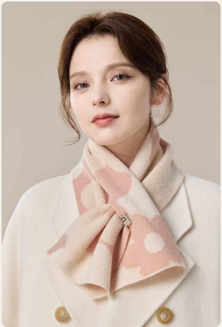 JIUMU Pure Wool Scarf for Women, Autumn And Winter Ladies' Warm Neck Warmer, Lightweight Winter Neck Protection Short Scarf for Wome 14