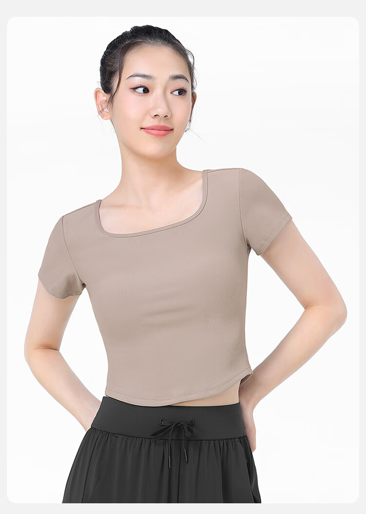 CAMEL Women's Yoga Top, Short-Sleeved, Breathable, Quick-Drying Running Shirt, Fitness Wear, Lightweight Sports T-Shirt Y24BAT6009 25