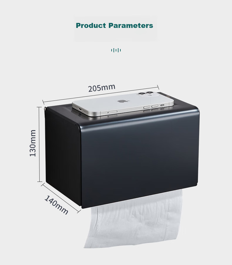 Interhasa! Space Aluminum Toilet Paper Holder, Wall-Mounted Bathroom Tissue Box, No Drilling Required P1190009 12