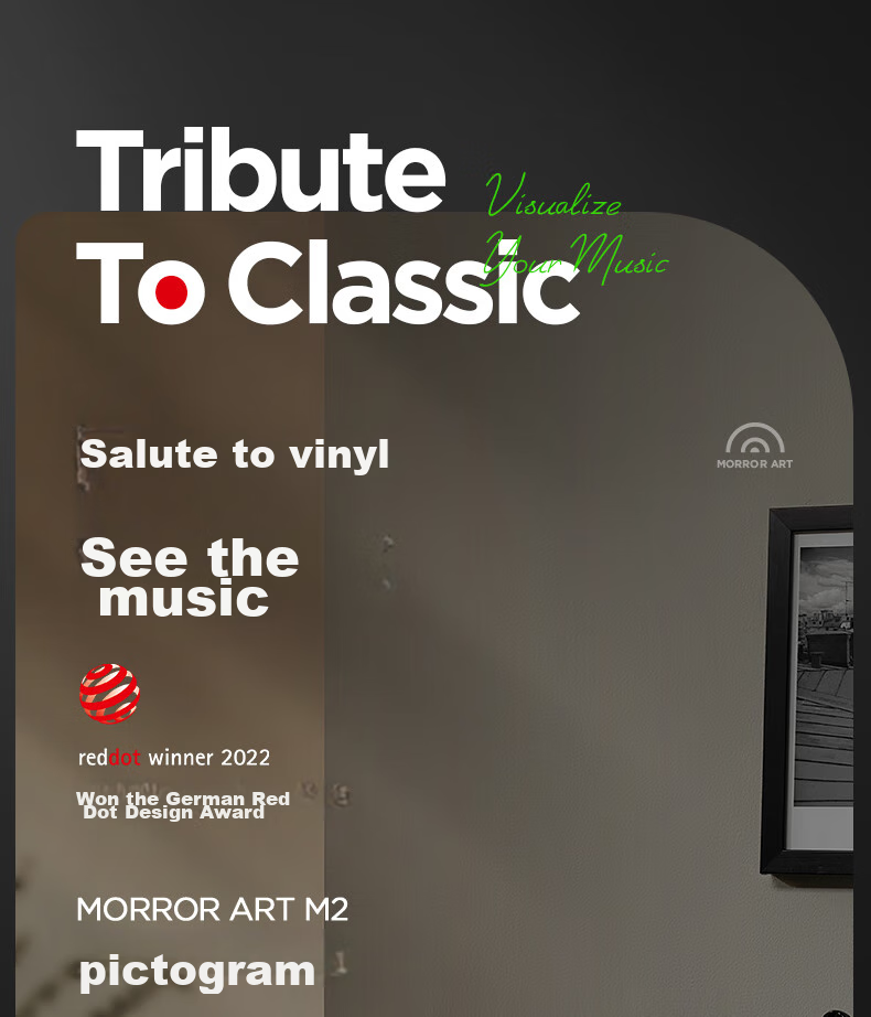 MORRORART Muna M2 Desktop Song Lyrics Speaker with Floating Subtitles, Vinyl Record, Wireless Bluetooth Speaker, Smart Home Birthday Gift, Subsidy, Electronic Digital Photo Frame 1
