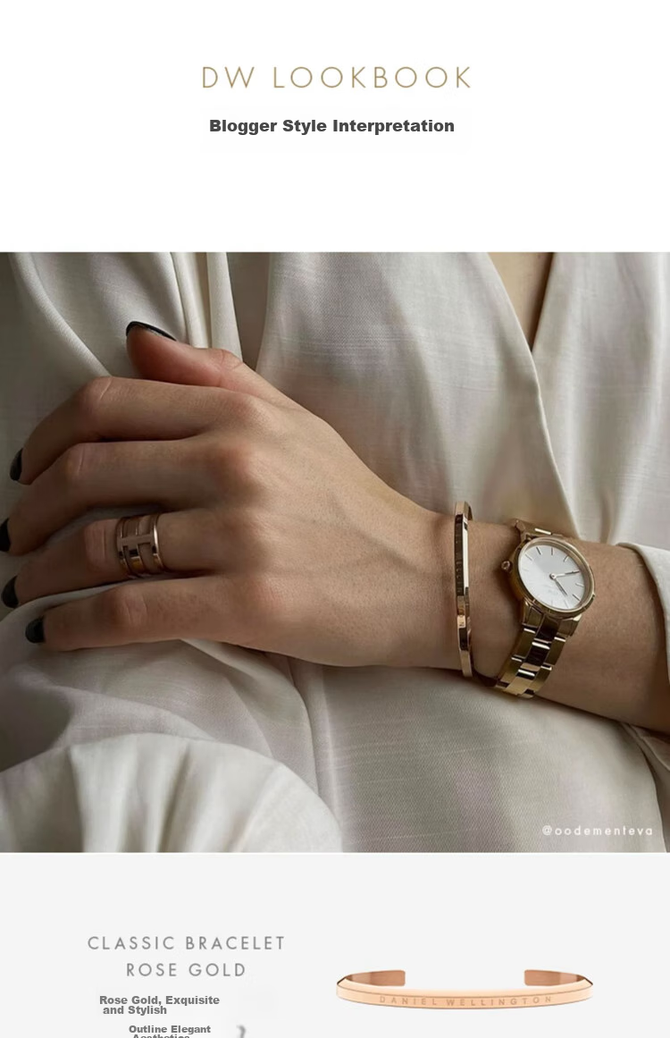 DanielWellington DW Bracelet for Women, Classic Rose Gold Small Bangle Couple Style DW003 Birthday Gift for Girls 5