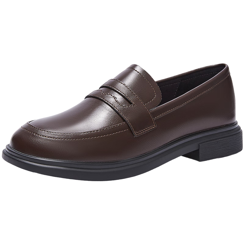 Hotwind Black Loafers for Women, New Classic Soft-Soled Black Flats, Retro British Style Leather Shoes, Women's Footwear