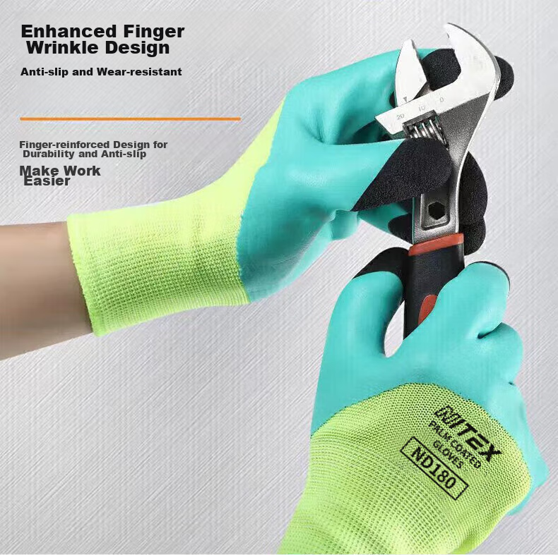 SHENGLI Work Gloves, Gardening Gloves, Wear-Resistant, Non-Slip, Thin, Latex-Coated, Highly Elastic, Breathable Rubber Gloves, for Handling And Work, ND150S, 12 Pairs 17