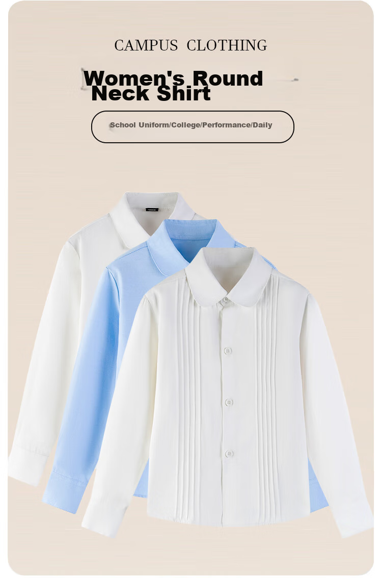 Yinuofang Children's White Long-Sleeve Shirt, Children's Day Performance Costume, Undershirt for Girls, Girls' Shirt for Large Chorus T-Shirt 2