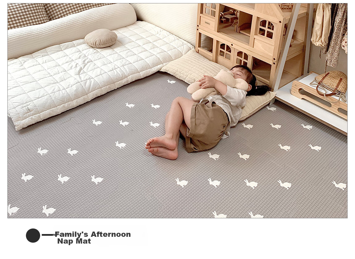 BEIESTATE Infant Crawling Mat, Spliced Honeycomb Cotton XPE Floor Mat, Thickened Baby Anti-Fall Pad - Morning 9 31