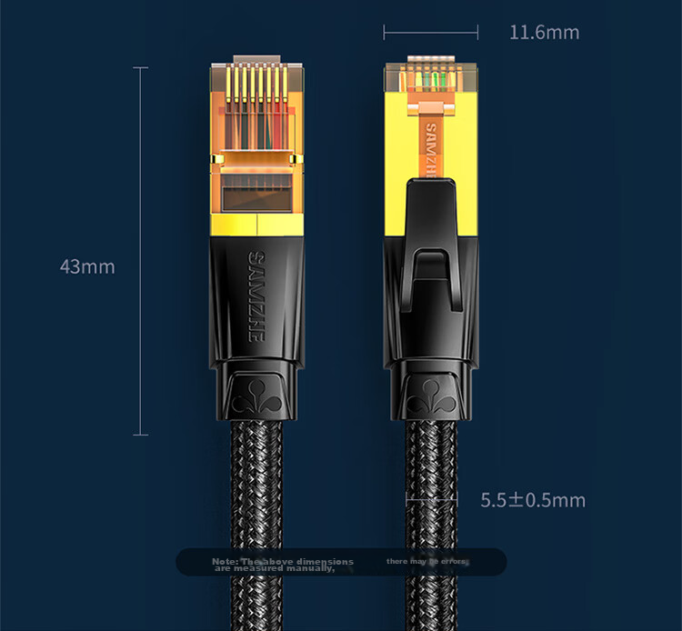 SAMZHE Cat7 Ethernet Cable, 10 Gigabit Double-Shielded Connection Cable, Category 7 Twisted Pair Computer Gaming E-Sports 8-Core Surveillance Pure Copper Double-Braided Network Patch Cable 1.5 Meters RJ7015M 16