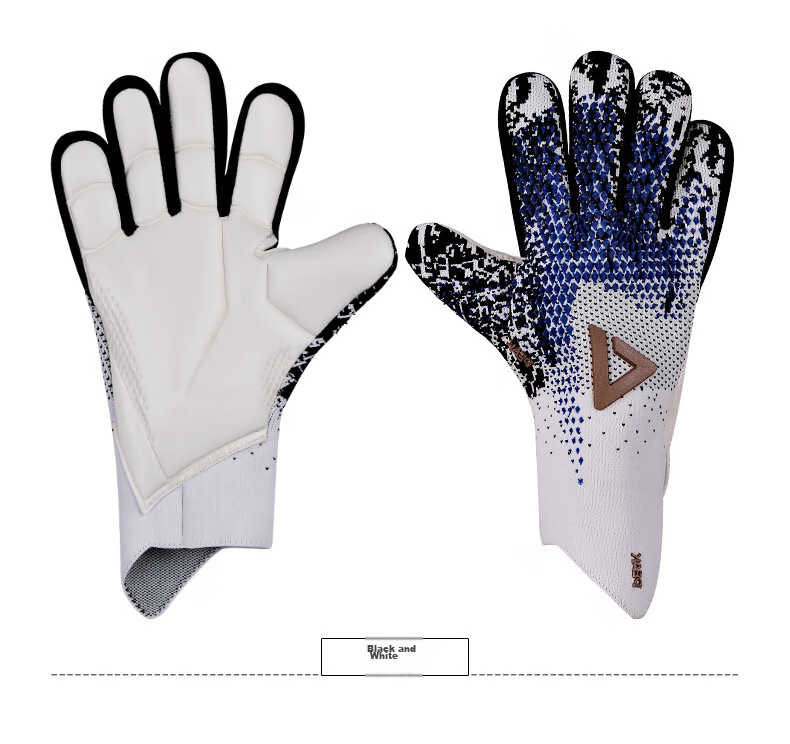 PEAK Goalkeeper Gloves, Natural Latex, Non-Slip, Wear-Resistant, Shock-Absorbing, for Adults And Children, Professional Training Goalie Gloves, White And Black, Size 9 14