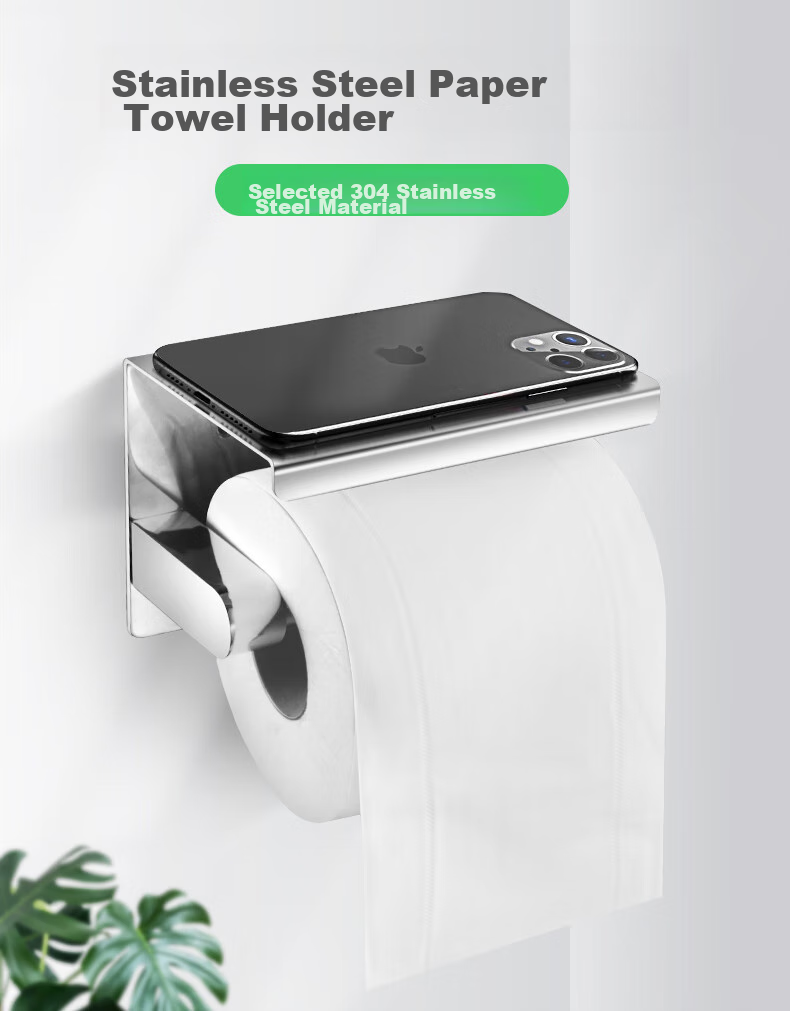 KEGOO Bathroom Toilet Paper Holder with Storage Shelf, Toilet Tissue Box, 304 Stainless Steel K220817 1