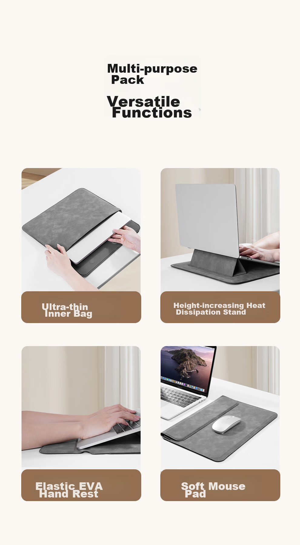Jichuan Laptop Sleeve, Notebook Inner Case, 14-Inch Protective Cover, Storage Bag, Suitable for Apple MacBook Pro, Honor Huawei MateBook, Lenovo ThinkPad Xiaoxin, HP 2
