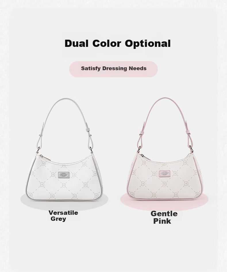Dickies Shoulder Bag for Women, Crossbody Bag with Detachable Strap, All-Over Floral Print DK Casual Underarm Bag, High-End Handheld Tote in Pink 5