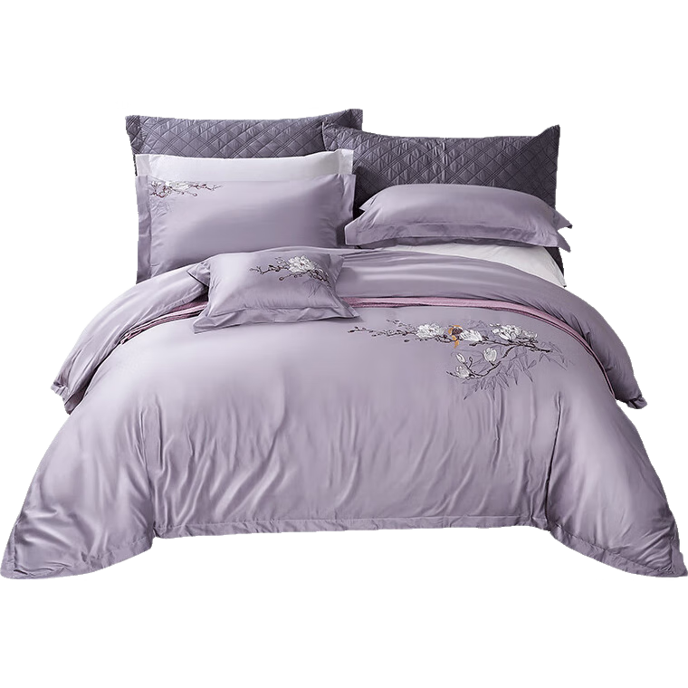 FUANNA Bedding Set, Four Pieces, Pure Cotton, 60-Count Long-Staple Cotton, Bedding with Embroidered Duvet Cover And Bed Sheet, 230*229cm