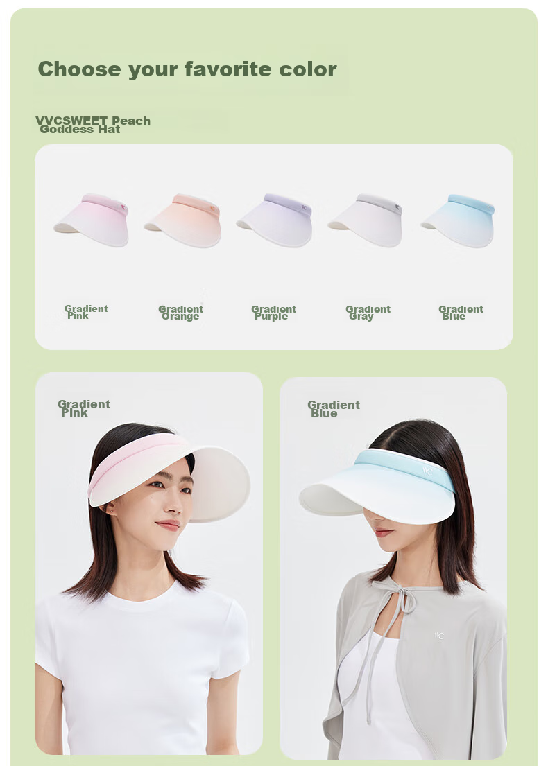 VVC Sun Protection Hat for Women, Sun Visor, UV-Resistant Wide-Brimmed Bucket Hat, Gradient Gray 29