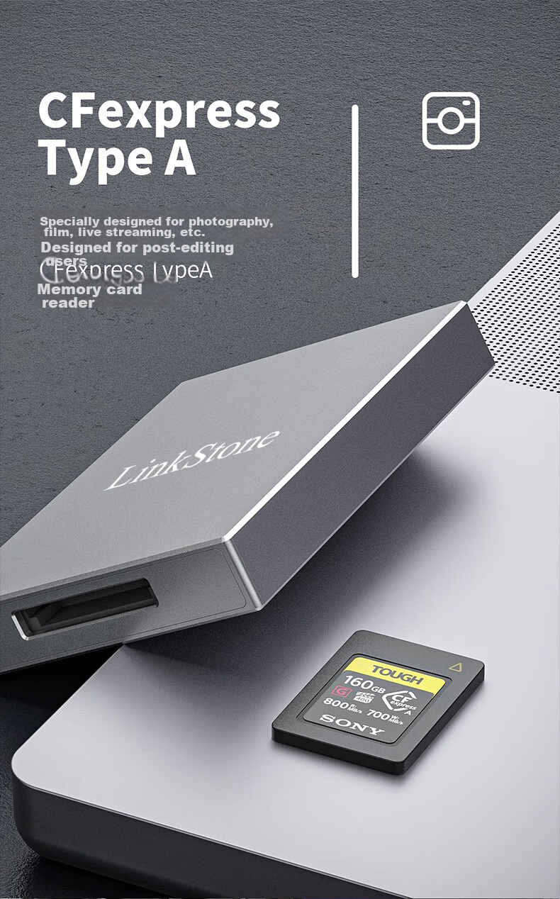 LinkStone CFeA Card Reader USB3.2 + Dual-Port Sony A7M4, FX6, A1 Camera High-Speed CFe Card Reader Supports CFexpress Type A And Cfa Memory Cards 3