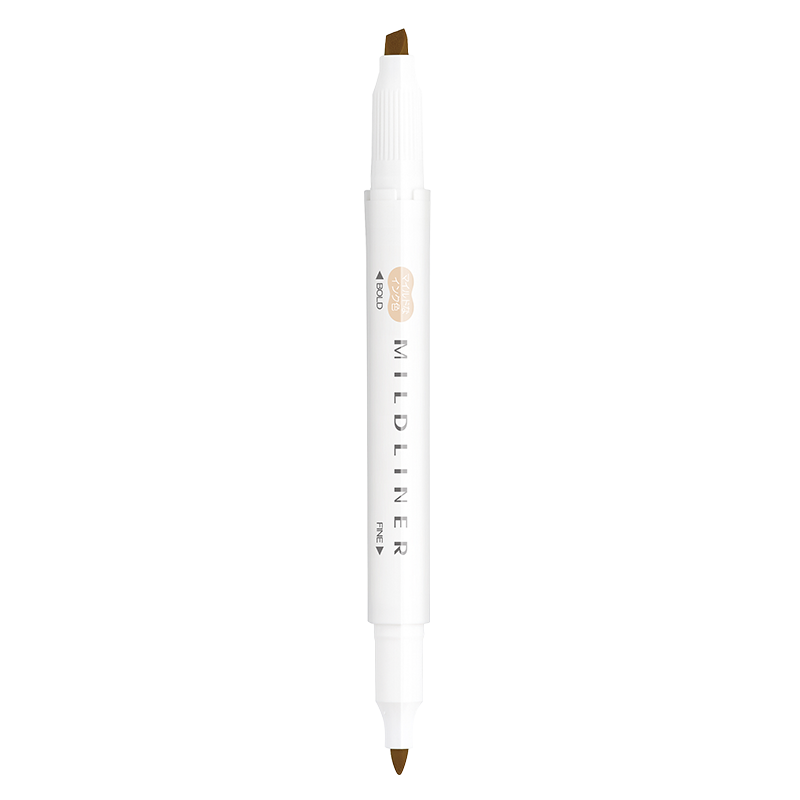 ZEBRA Dual-Tip Soft Highlighter, Mildliner Series Single Color Marking Pen, Student Marker, WKT7, Soft Light Camel
