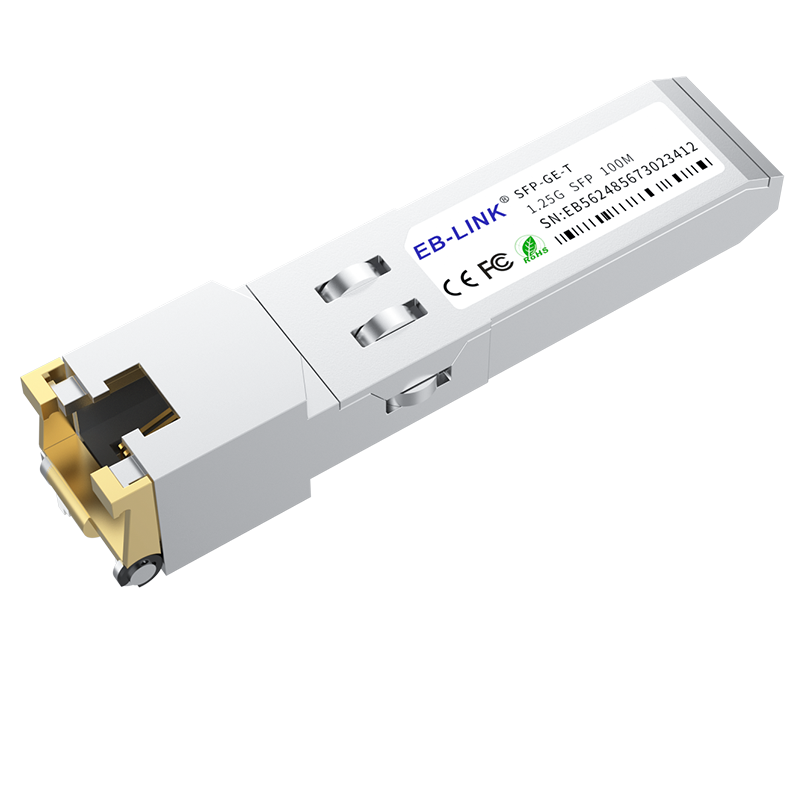 EB-LINK SFP Gigabit Self-Adaptive Electrical Port Module, Optical Port to RJ45 Electrical Port Converter, 1.25G Fiber Optic Module, 100-Meter Range, Compatible with Huawei/Netgear/ZTE/Hikvisio