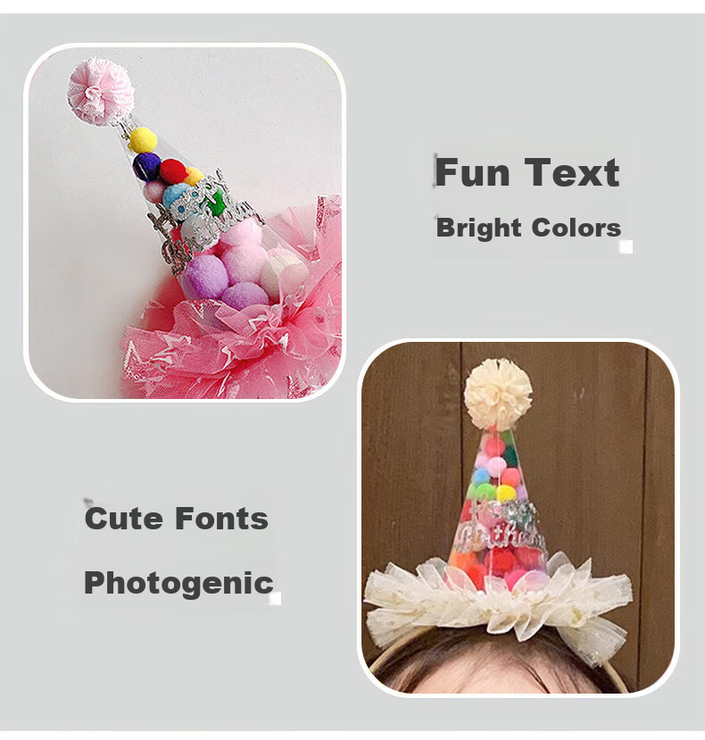 Duomeiyi Birthday Hat, Birthday Scene Decoration, Girl's Birthday Props, Atmosphere, Adult Dress-Up, Children's Birthday Party Decorations 4