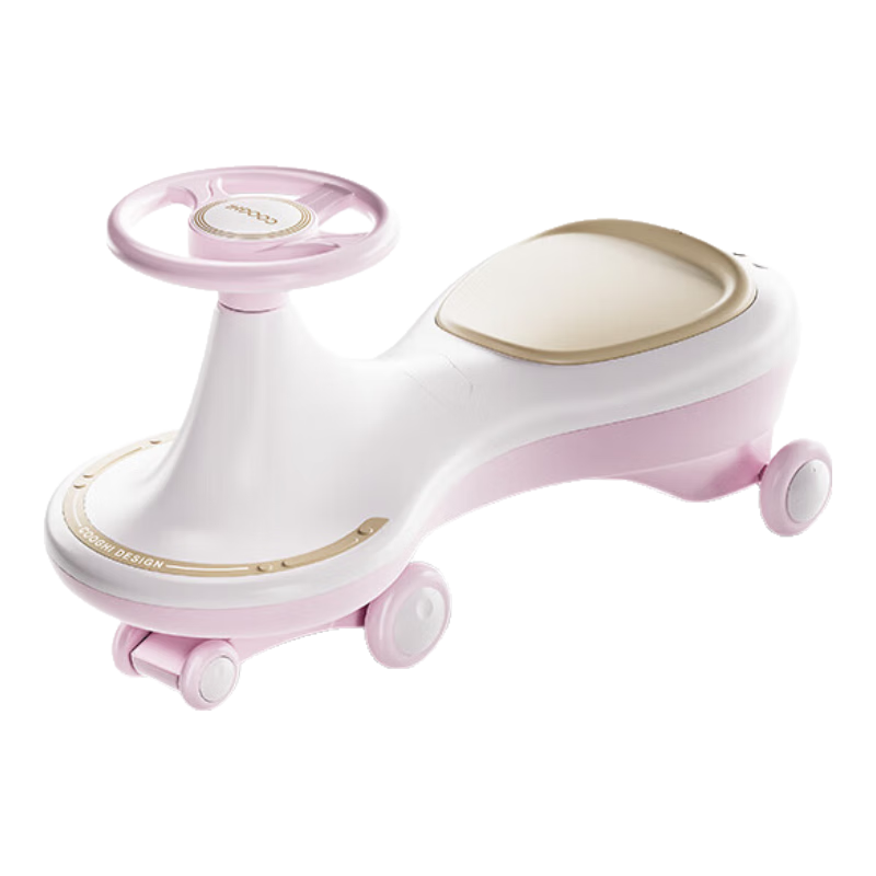 COOGHI Children's Twist Car for Ages 1-3, Anti-Rollover, Can Be Sat in by Adults, Ride-On Toy, First Birthday Gift, Classic Pink