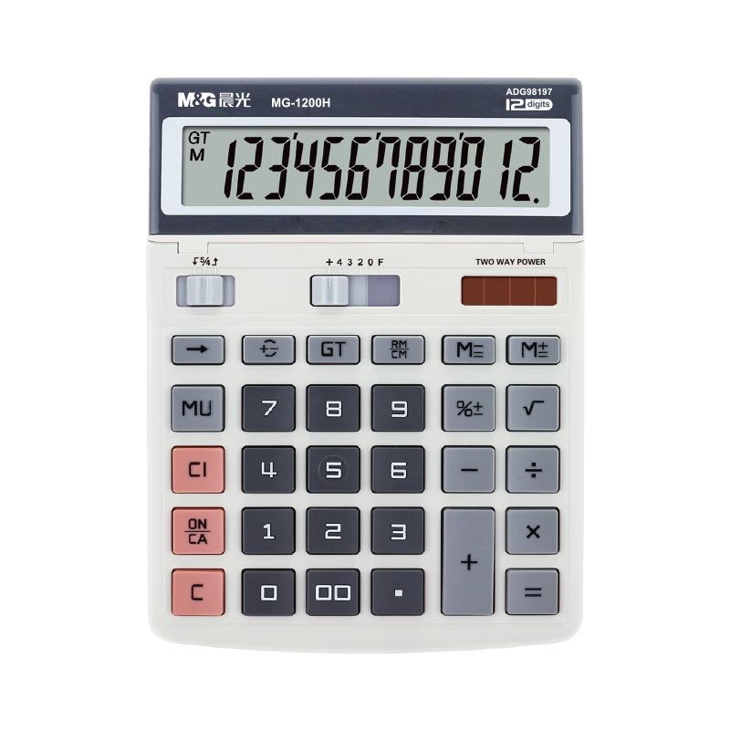 M&G Classic Desktop Office Calculator 12-Digit Large Screen Office Stationery Single Pack ADG98197