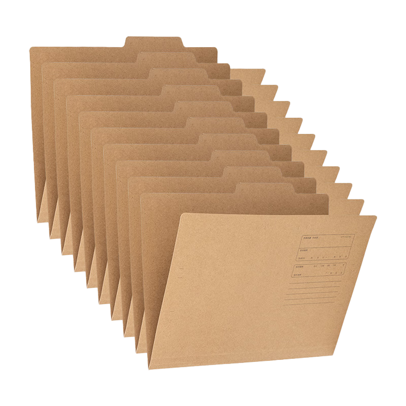 MAKINO Paper Classification File Folder with Colorful Inner Pages, Single Sheet Clip, Document Folder, Manual Storage Folder, Contract File Organizer, Leather Paper Color, Pack of 10