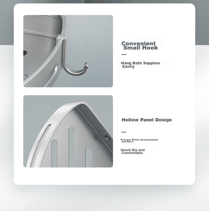 HEGII Towel Rack, Bathroom Storage Shelf, Space Aluminum, No Drilling Required, Double-Rod Hook Towel Rack HMP921-02 10