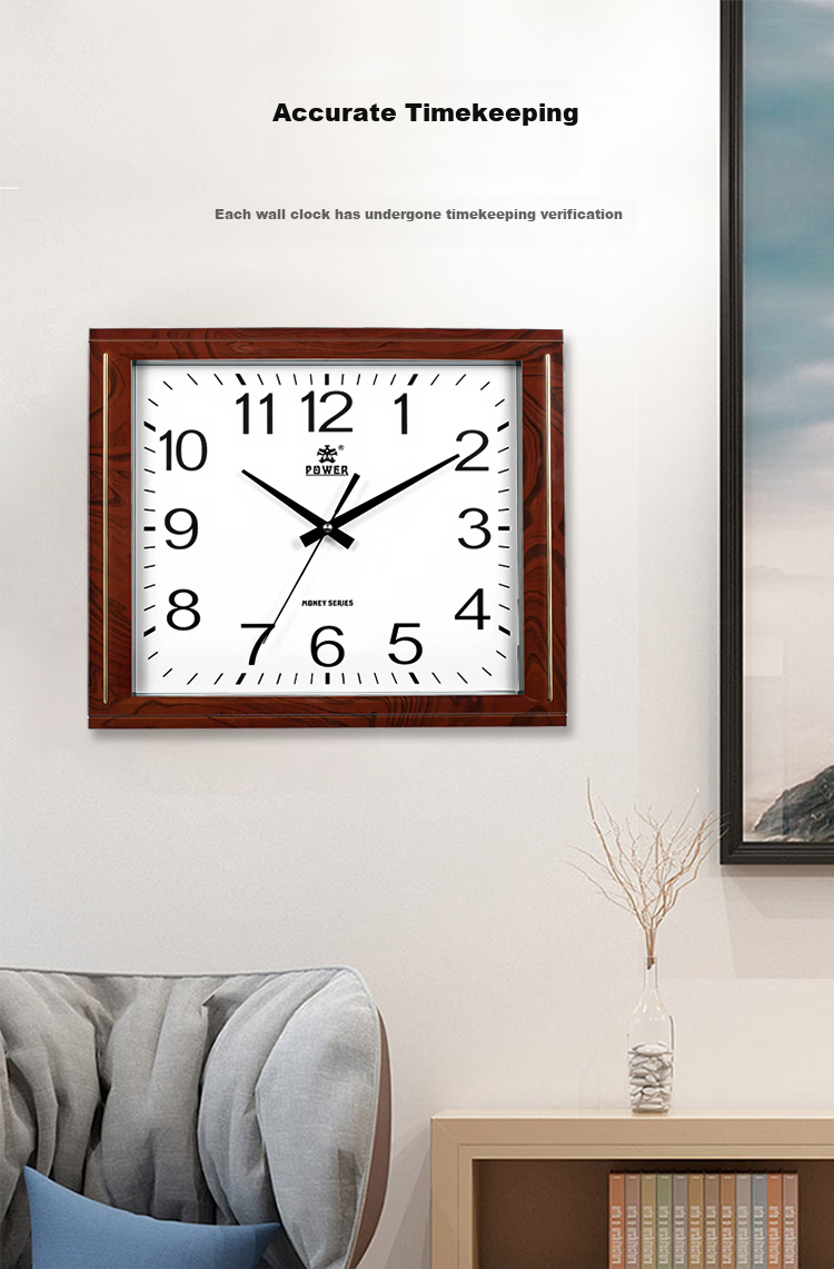 POWER Bawang Wall Clock, Living Room Simple Square Clock, Creative Quartz Wall-Mounted Electronic Clock, Length 43cm, PW816JKS2 3