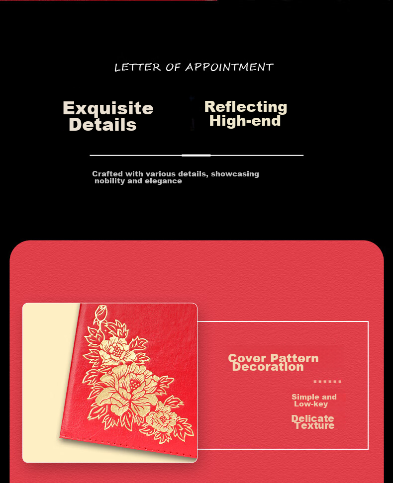 Befon A4 High-Quality Honor Appointment Letter Cover, Tri-Fold Pages, Leather Surface, Vertical Style, Appointment Certificate, Employment Certificate, Includes 2 Printed Inner Pages, Single Book Pack, Red, 0344 4