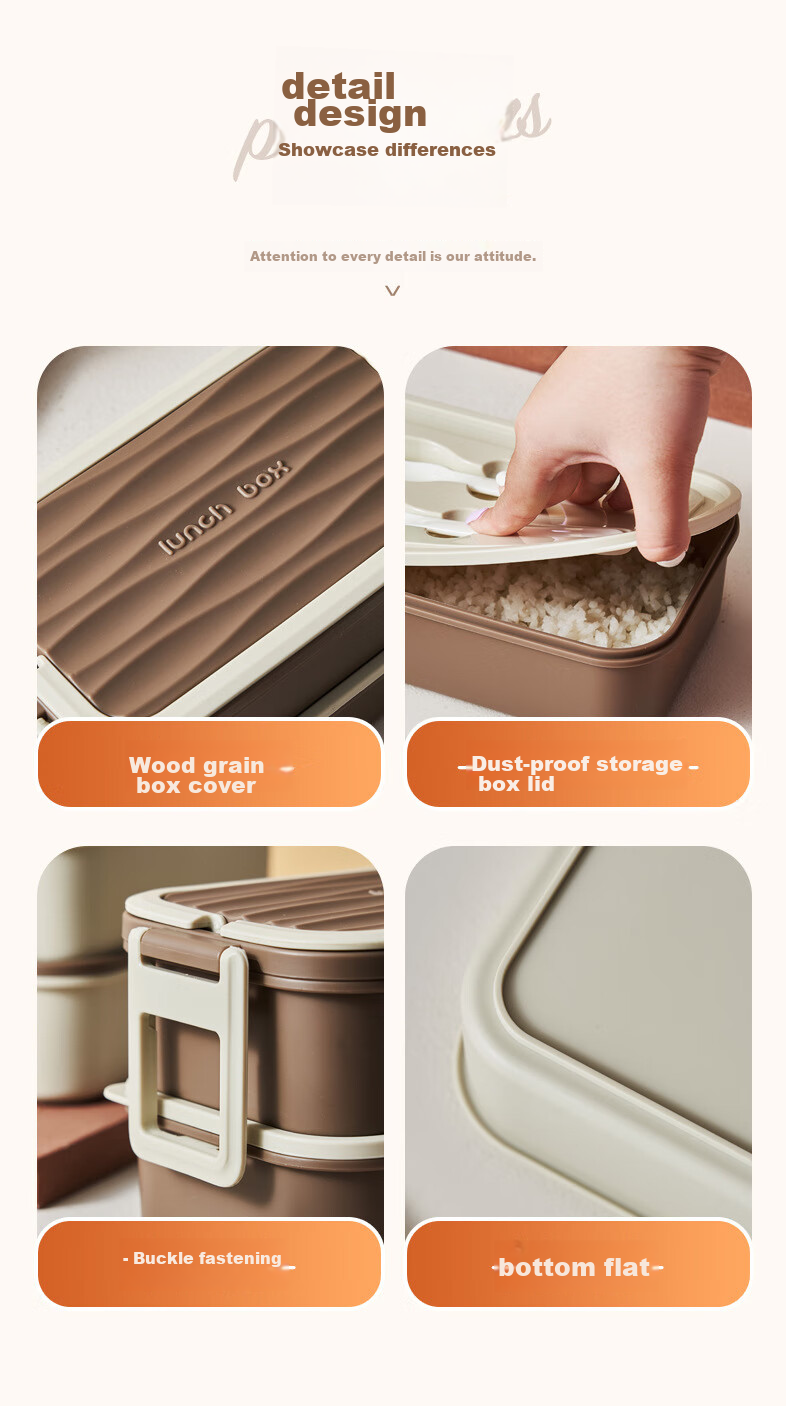 Canjiangjun Double-Layer Portable Lunch Box, Large Capacity, Microwave-Safe, Lunch Container with Forks And Spoons Included, 2L 9