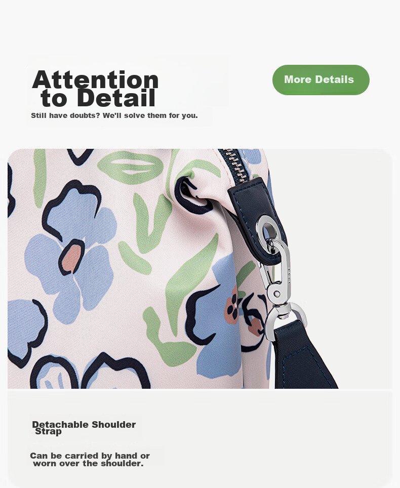 Laifu Fashion Dumpling Bag, Floral Art Print Crossbody Bag, Lightweight Soft Canvas Ladies Handbag, Birthday Gift 15