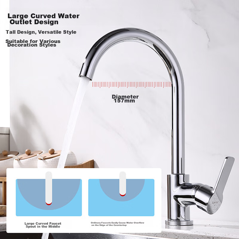 Смеситель Larsd F015 для кухни, однозахватный, с медным корпусом, поворотный, для мойки, горячая и холодная вода